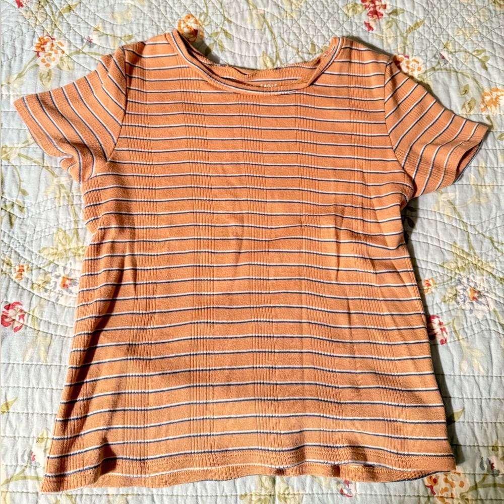 American Eagle Outfitters Yellow Striped Tee Women’s Size Small